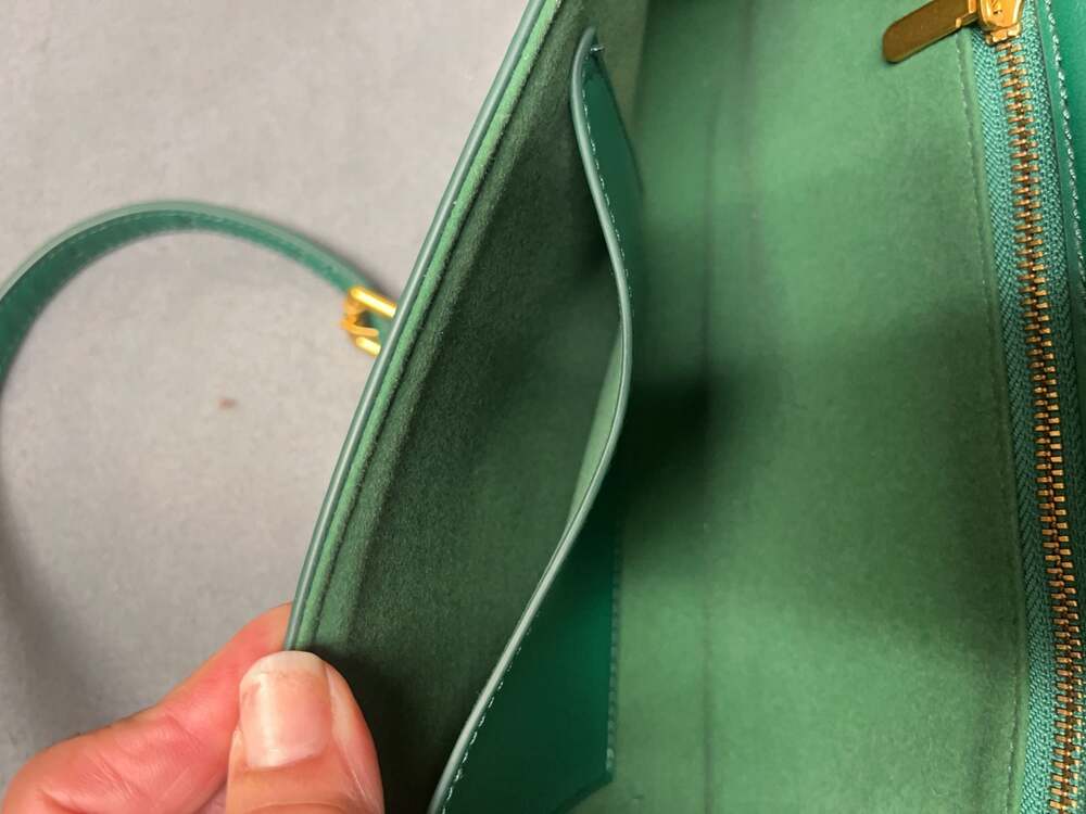 Green Faux Snakeskin Crossbody Bag with Gold Tone Hardware - Picture 4 of 6